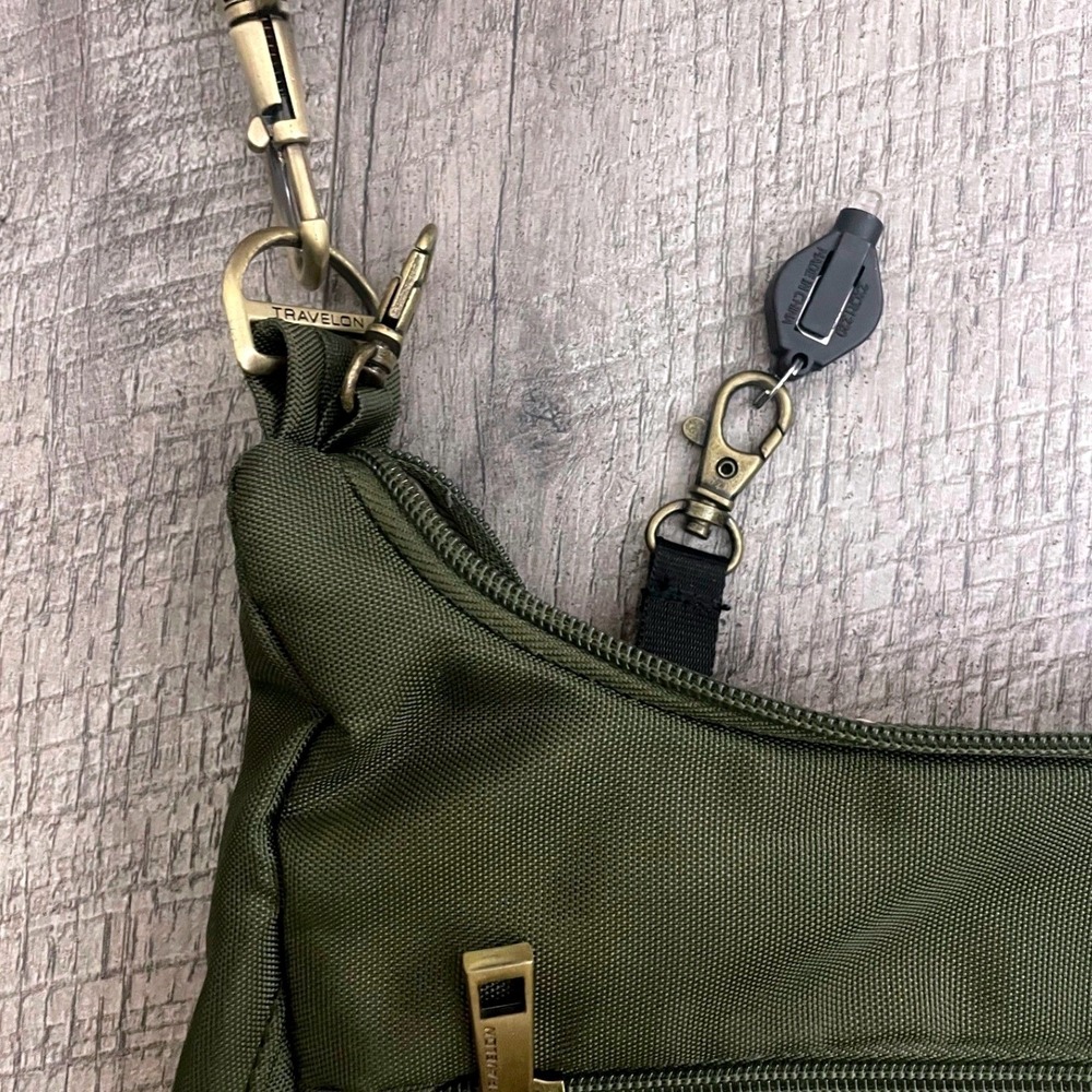 Travelon Anti-Theft Classic Hobo Bag Olive Green RFID Blocking Crossbody Purse - Picture 3 of 10